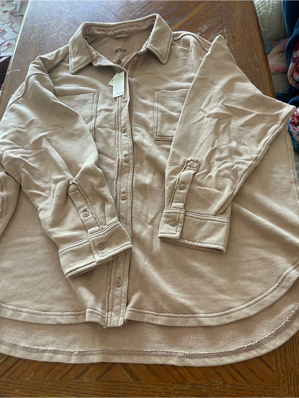 aerie tan button-front shacket - Picture 2 of 6